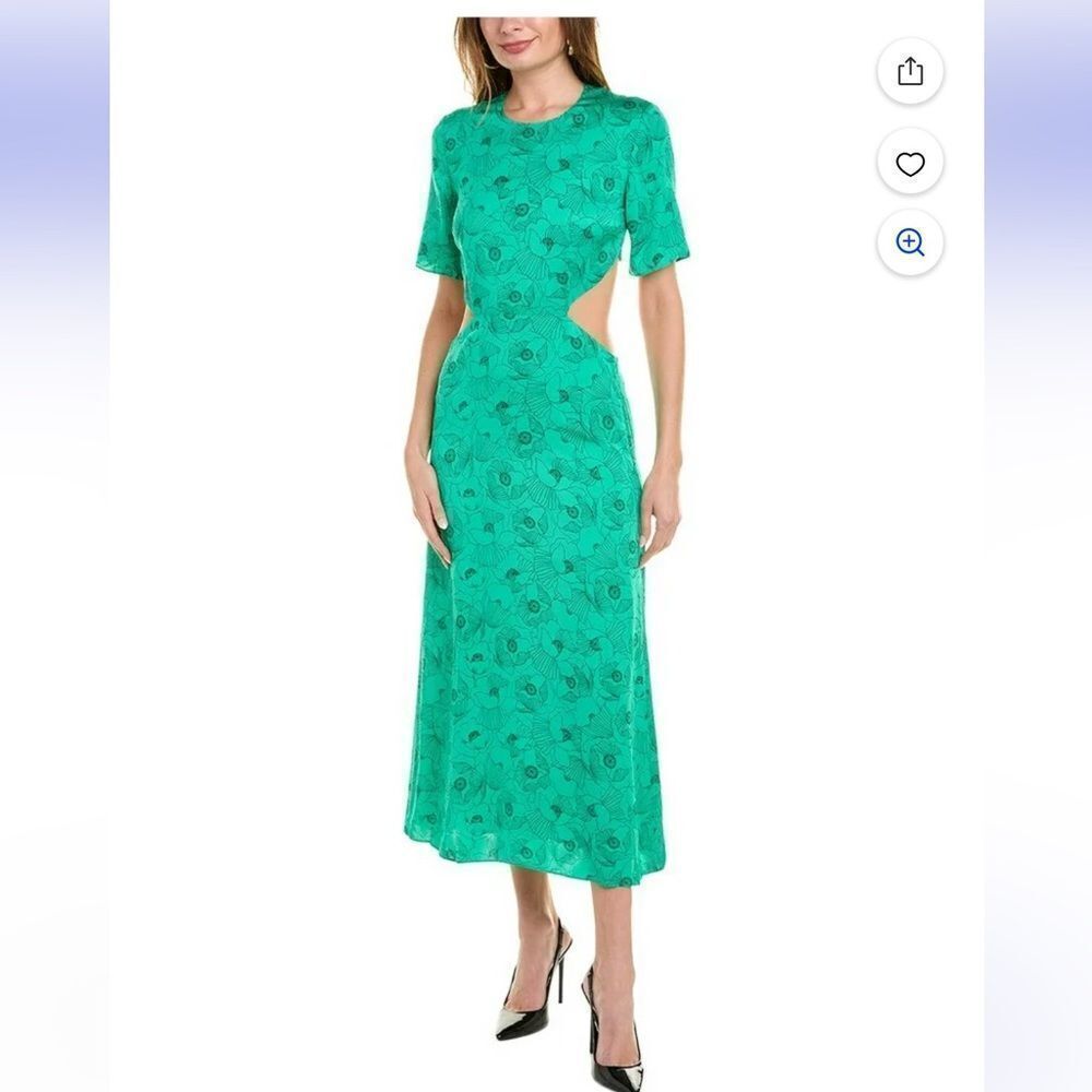 The Kooples Graphic Poppies Cutout Midi Dress NWT